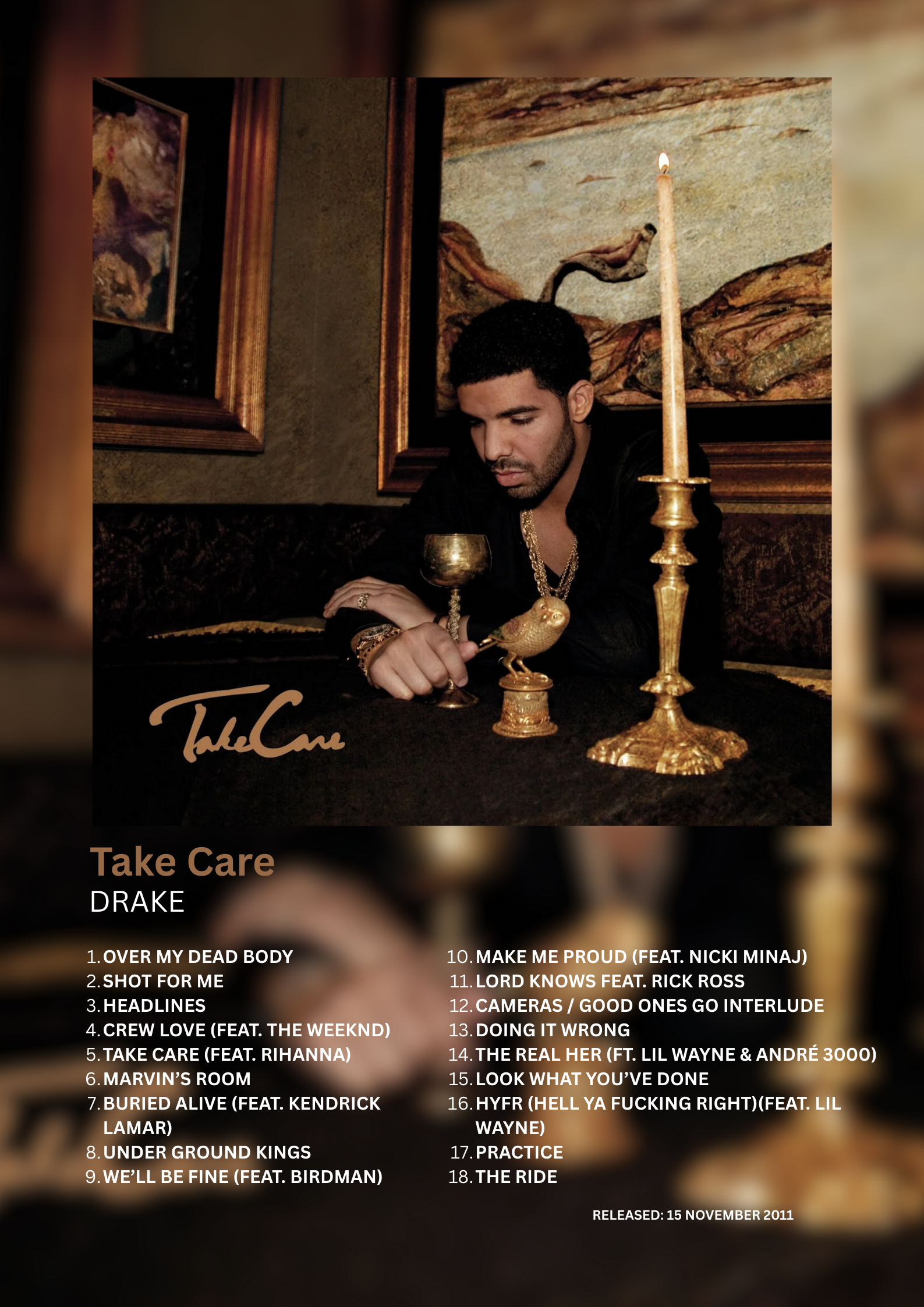 Drake - Take Care Album Poster #2