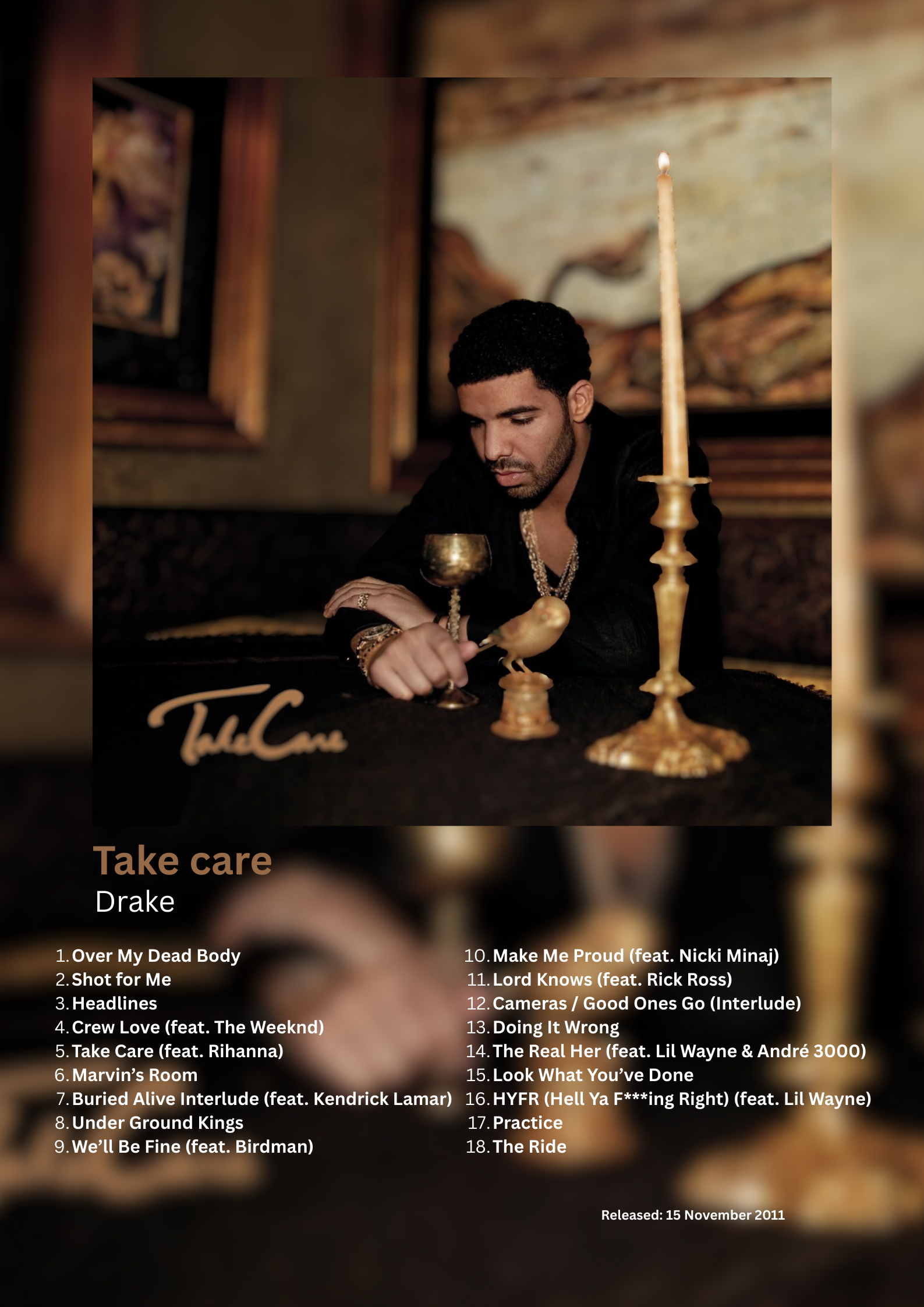 Drake - Take Care Album Poster #3