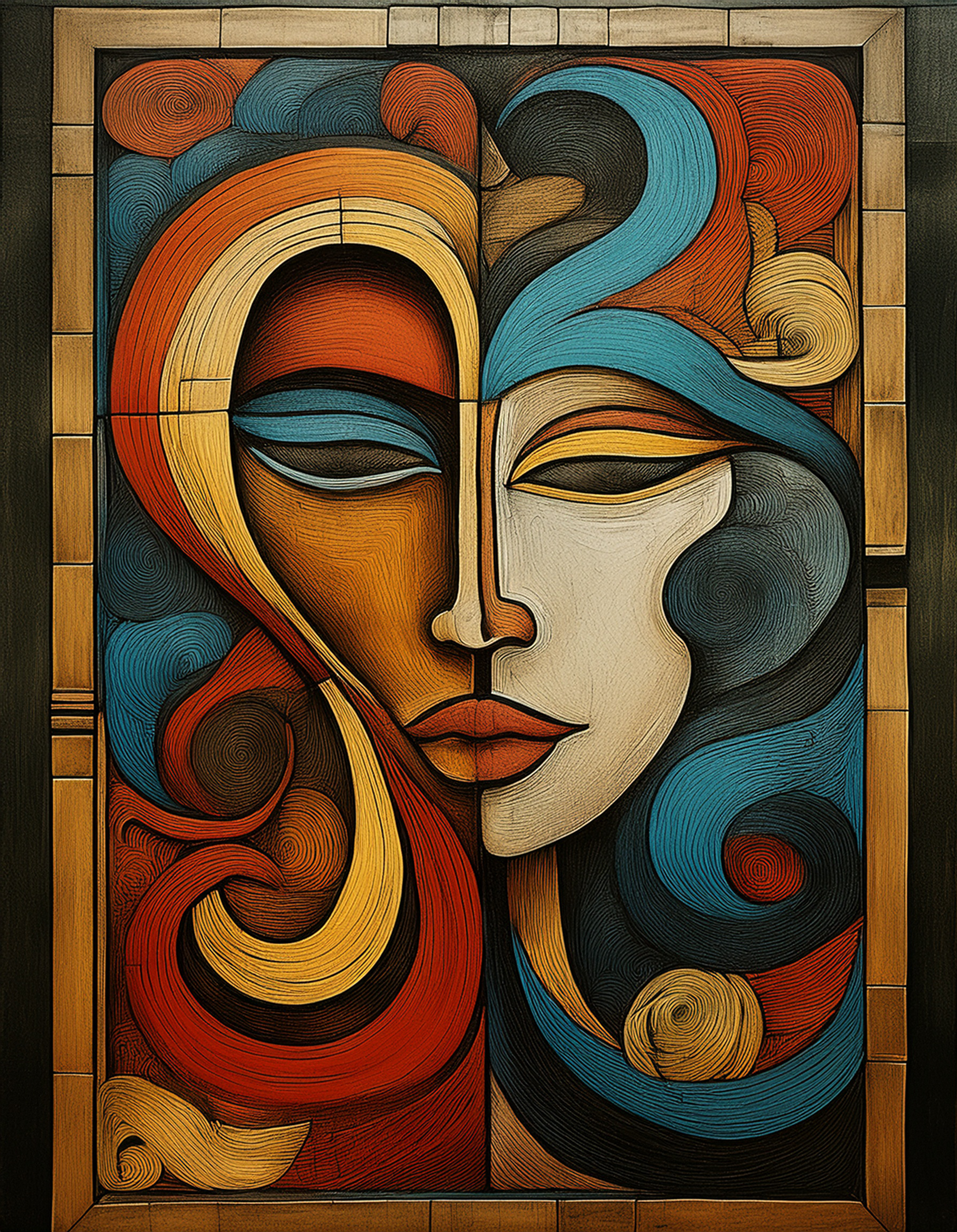 No. 8 Abstract Two Face – Dual-Gaze Contemporary Art Print